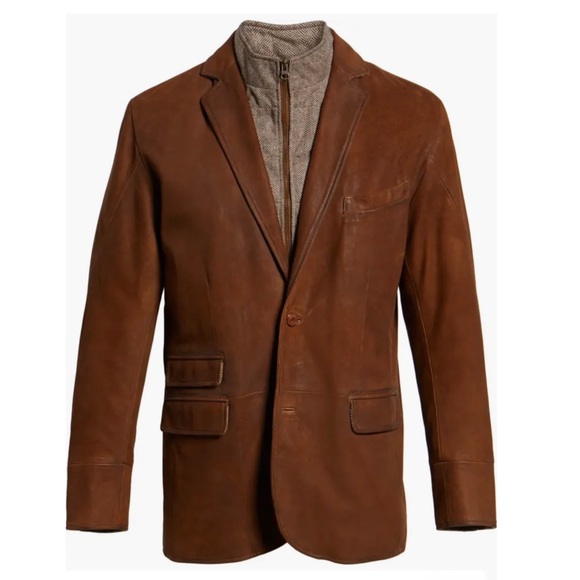 SOLD! FLYNT Distressed Leather Hybrid Coat Jacket Size 42R - Picture 16 of 16